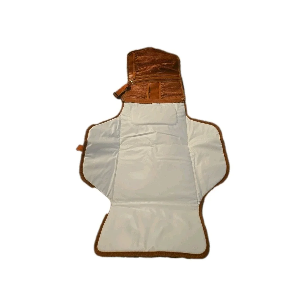 Yola Hippo Baby Vegan Leather Diaper Changing Pad W/Shoulder Strap Head Pillow